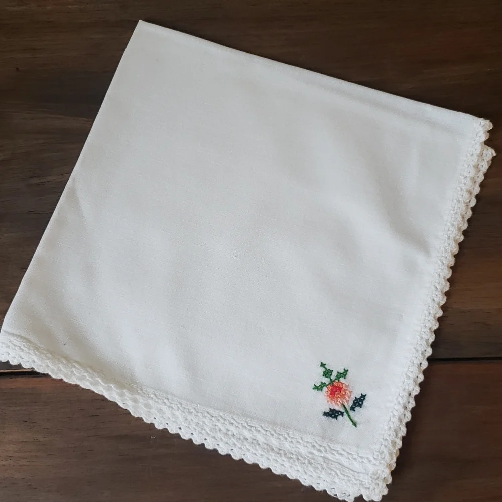 Embroidered Hand Stiched Cloth Napkins Set of 12